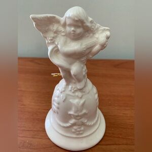 Vintage Ceramic Angel Figurine Bell - Cherub Playing Musical Instrument